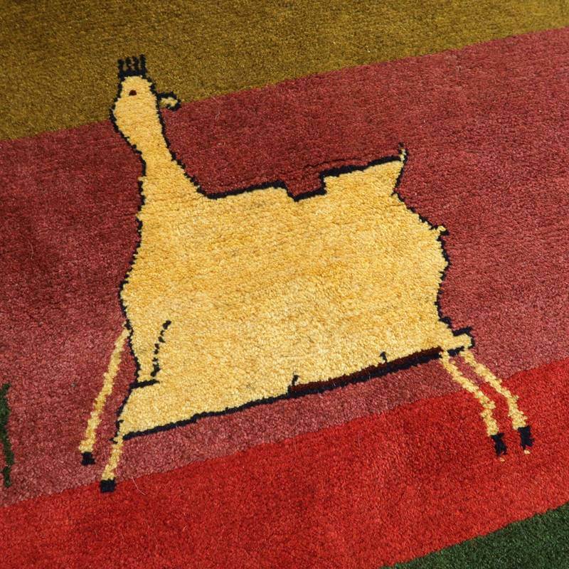 【セミオーダー受付中】  サイズ変更OK　カラー変更OK イラン　シラーズ産　ギャッベ 　（bl-10378）