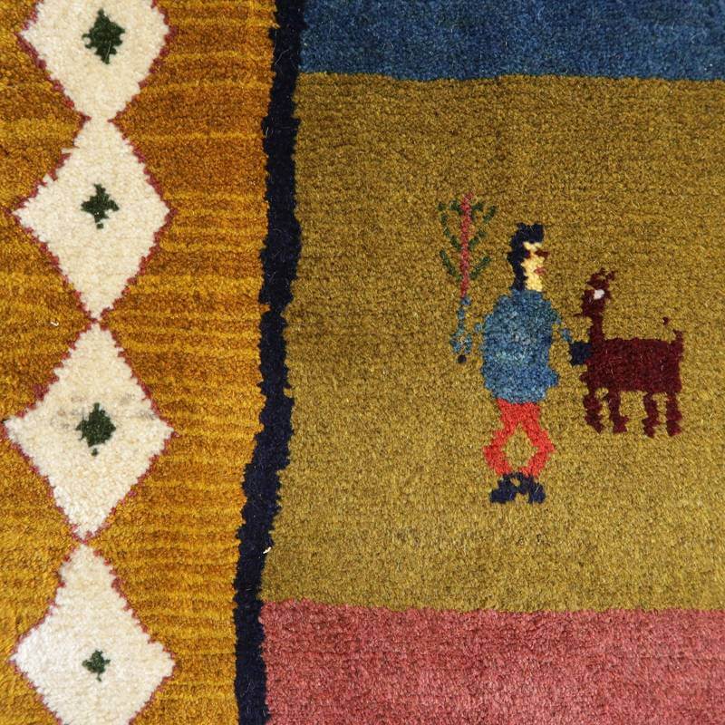 【セミオーダー受付中】  サイズ変更OK　カラー変更OK イラン　シラーズ産　ギャッベ 　（bl-10378）