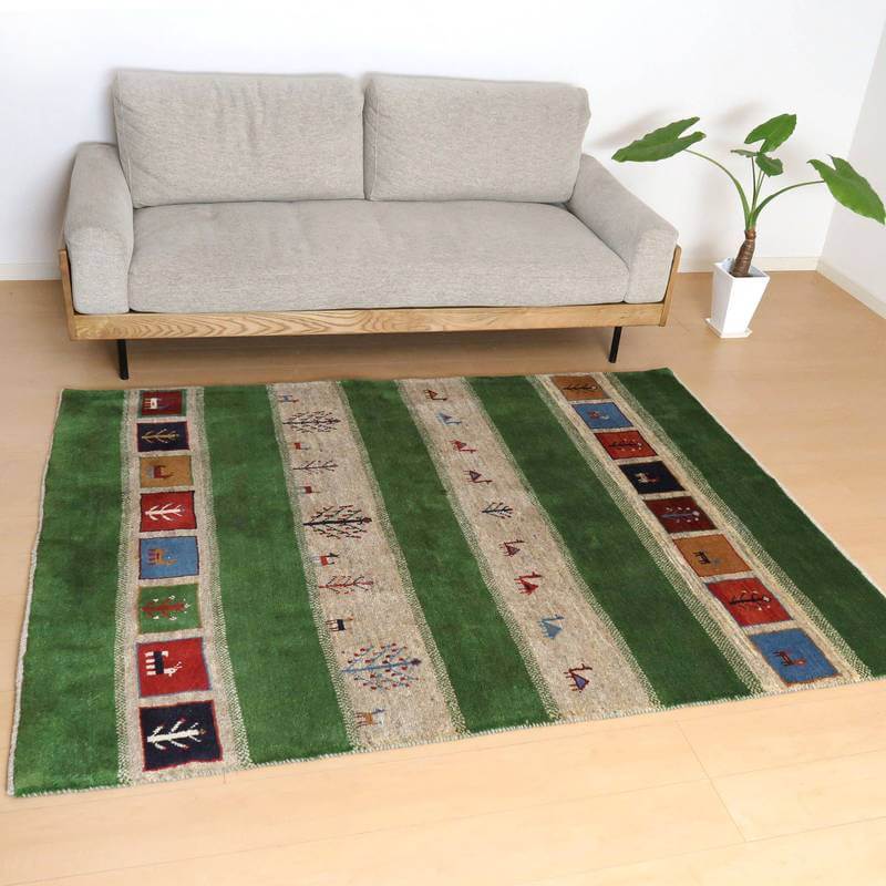 【セミオーダー受付中】  サイズ変更OK　カラー変更OK イラン　シラーズ産　ギャッベ 　（bl-10386）