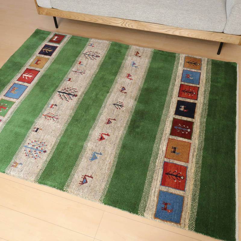 【セミオーダー受付中】  サイズ変更OK　カラー変更OK イラン　シラーズ産　ギャッベ 　（bl-10386）