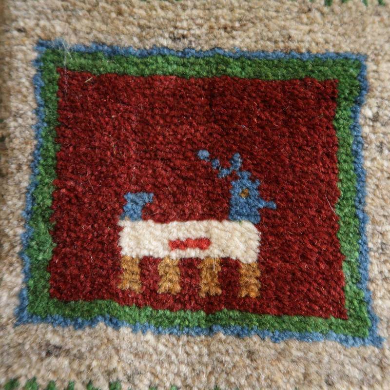 【セミオーダー受付中】  サイズ変更OK　カラー変更OK イラン　シラーズ産　ギャッベ 　（bl-10386）