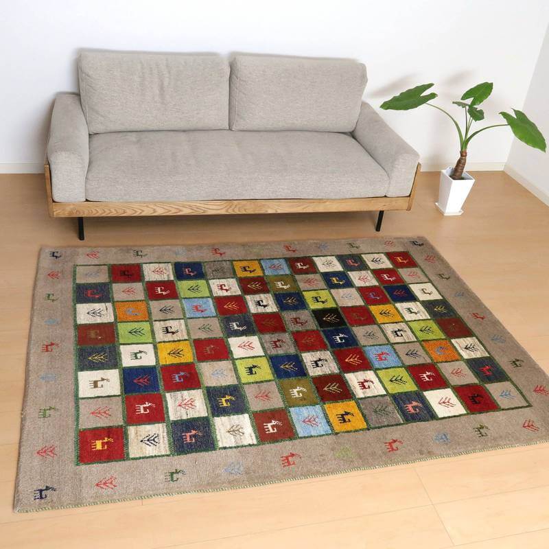 【セミオーダー受付中】  サイズ変更OK　カラー変更OK イラン　シラーズ産　ギャッベ 　（bl-10388）