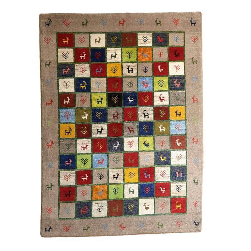 【セミオーダー受付中】  サイズ変更OK　カラー変更OK イラン　シラーズ産　ギャッベ 　（bl-10388）