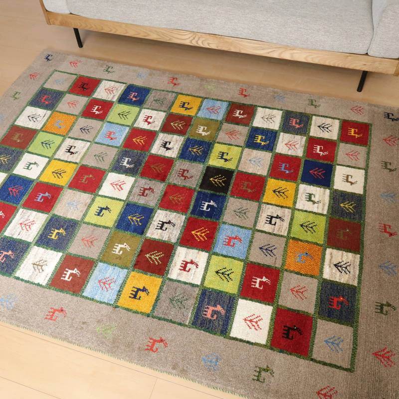 【セミオーダー受付中】  サイズ変更OK　カラー変更OK イラン　シラーズ産　ギャッベ 　（bl-10388）