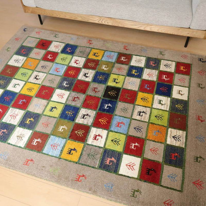 【セミオーダー受付中】  サイズ変更OK　カラー変更OK イラン　シラーズ産　ギャッベ 　（bl-10388）