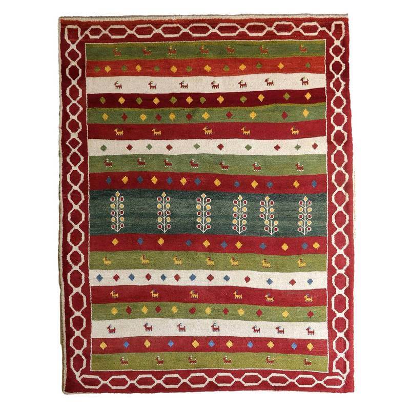 【セミオーダー受付中】  サイズ変更OK　カラー変更OK イラン　シラーズ産　ギャッベ 　（bl-10400）