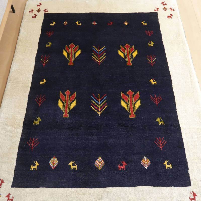 【セミオーダー受付中】  サイズ変更OK　カラー変更OK イラン　シラーズ産　ギャッベ 　（bl-10406）