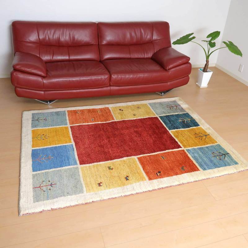 【セミオーダー受付中】  サイズ変更OK　カラー変更OK イラン　シラーズ産　ギャッベ 　（bl-10410）