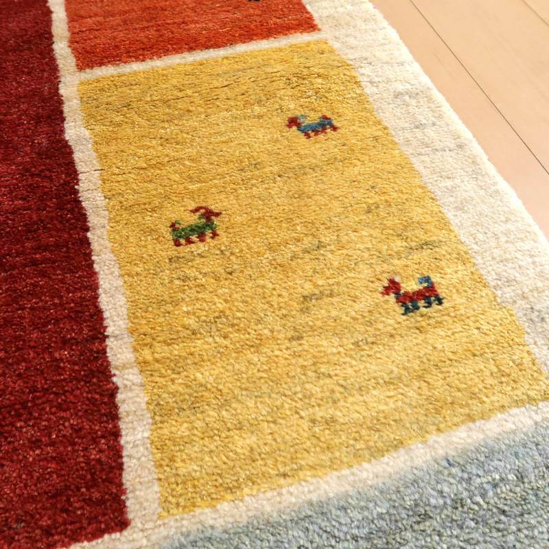 【セミオーダー受付中】  サイズ変更OK　カラー変更OK イラン　シラーズ産　ギャッベ 　（bl-10410）