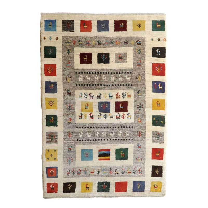 【セミオーダー受付中】  サイズ変更OK　カラー変更OK イラン　シラーズ産　ギャッベ 　（bl-10435）