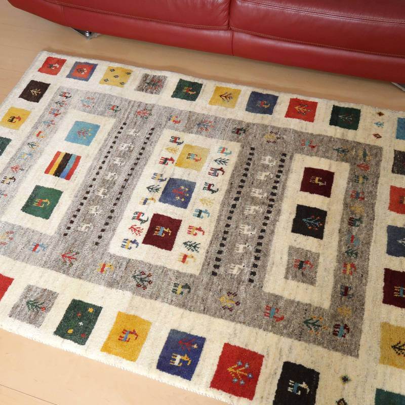 【セミオーダー受付中】  サイズ変更OK　カラー変更OK イラン　シラーズ産　ギャッベ 　（bl-10435）