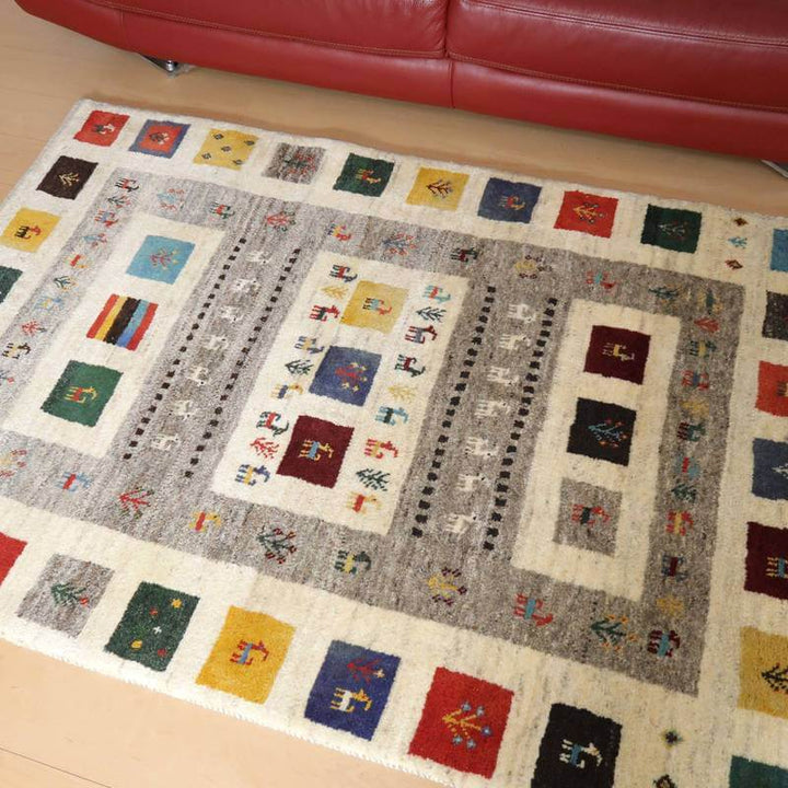 【セミオーダー受付中】  サイズ変更OK　カラー変更OK イラン　シラーズ産　ギャッベ 　（bl-10435）