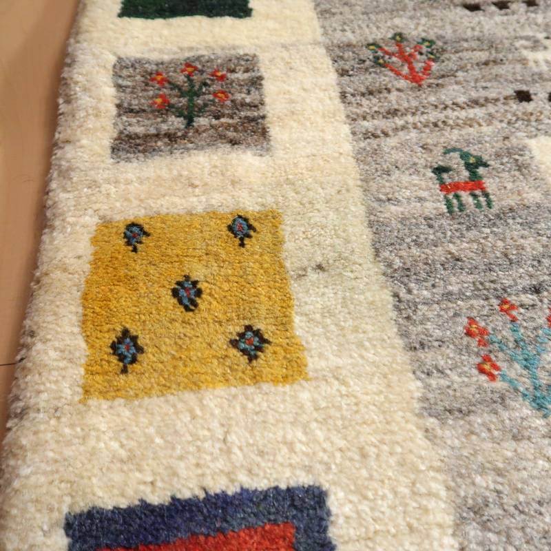 【セミオーダー受付中】  サイズ変更OK　カラー変更OK イラン　シラーズ産　ギャッベ 　（bl-10435）