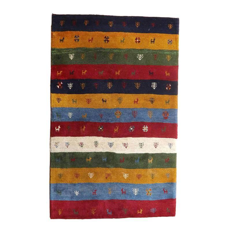 【セミオーダー受付中】  サイズ変更OK　カラー変更OK イラン　シラーズ産　ギャッベ 　（bl-10436）