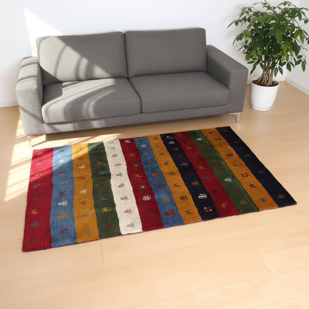 【セミオーダー受付中】  サイズ変更OK　カラー変更OK イラン　シラーズ産　ギャッベ 　（bl-10436）