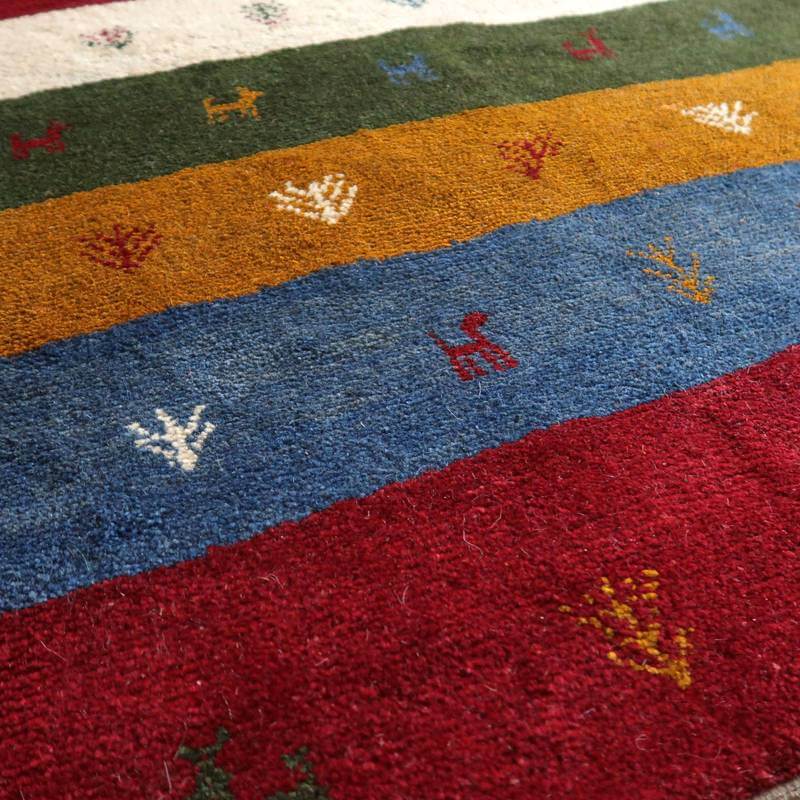 【セミオーダー受付中】  サイズ変更OK　カラー変更OK イラン　シラーズ産　ギャッベ 　（bl-10436）