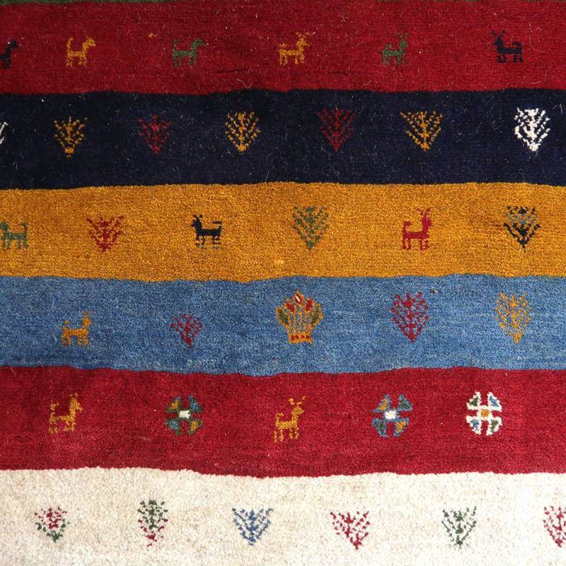 ギャッベ,ラグ,190×118cm｜ペルシャ手織りウール,マルチカラー
