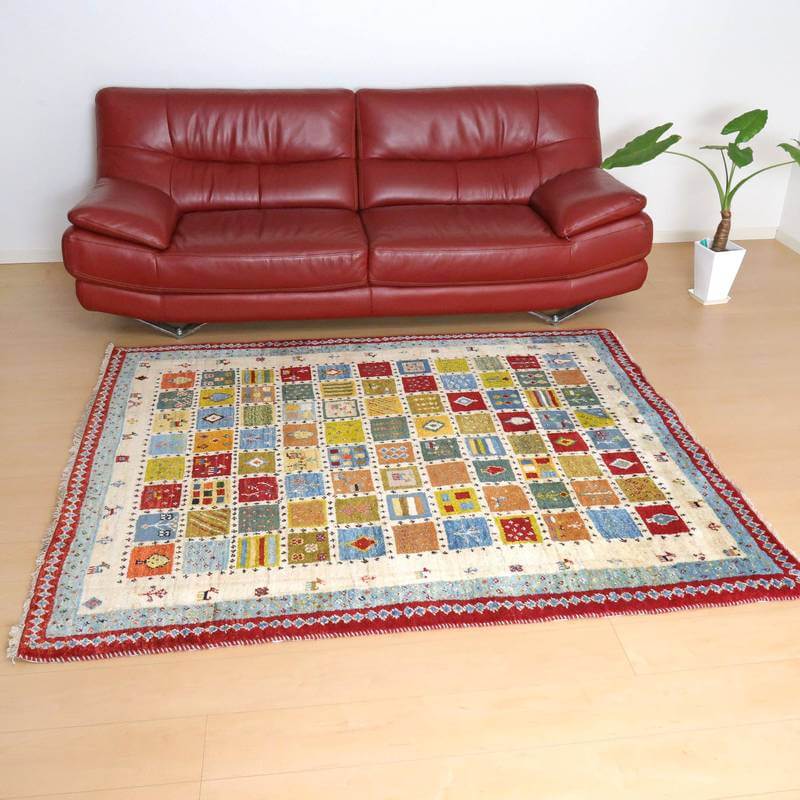 【セミオーダー受付中】  サイズ変更OK　カラー変更OK イラン　シラーズ産　ギャッベ 　（bl-10437）