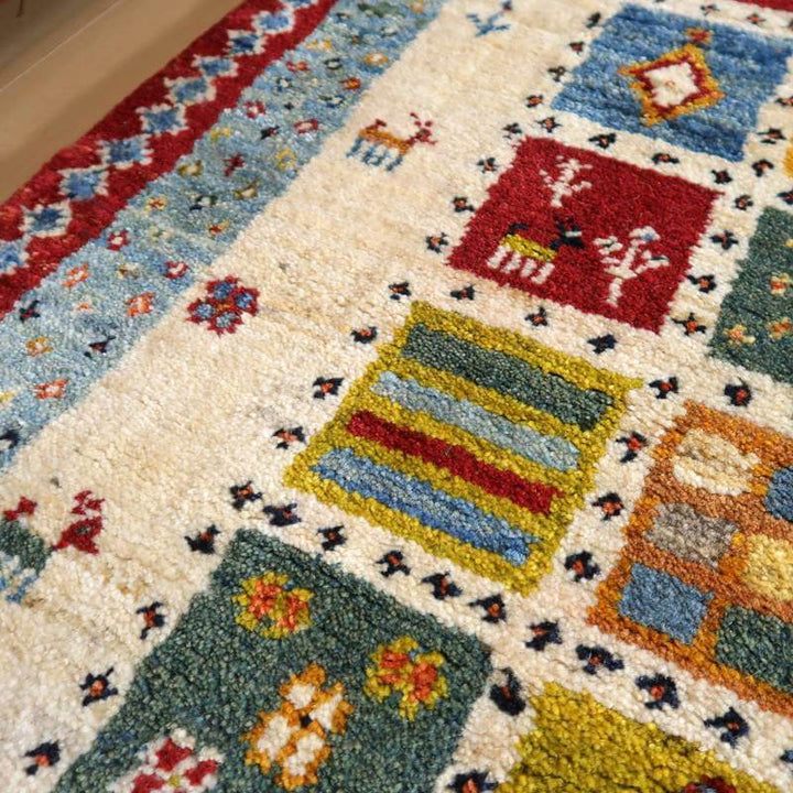 【セミオーダー受付中】  サイズ変更OK　カラー変更OK イラン　シラーズ産　ギャッベ 　（bl-10437）