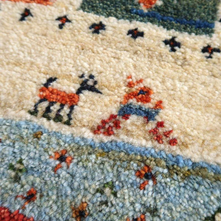 【セミオーダー受付中】  サイズ変更OK　カラー変更OK イラン　シラーズ産　ギャッベ 　（bl-10437）