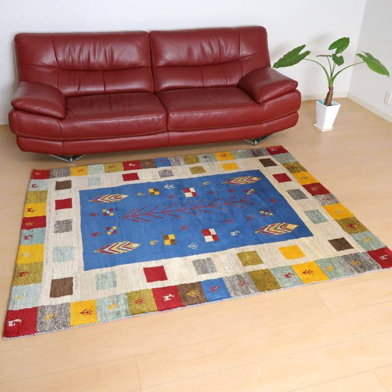 【セミオーダー受付中】  サイズ変更OK　カラー変更OK イラン　シラーズ産　ギャッベ 　（bl-10440）