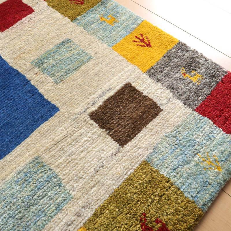 【セミオーダー受付中】  サイズ変更OK　カラー変更OK イラン　シラーズ産　ギャッベ 　（bl-10440）