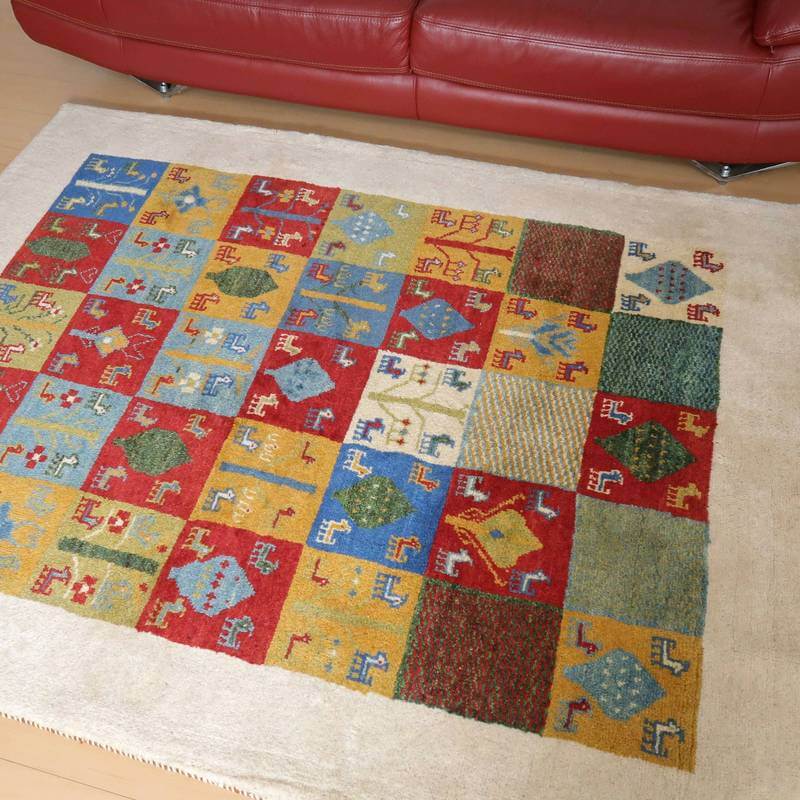 【セミオーダー受付中】  サイズ変更OK　カラー変更OK イラン　シラーズ産　ギャッベ 　（bl-10443）