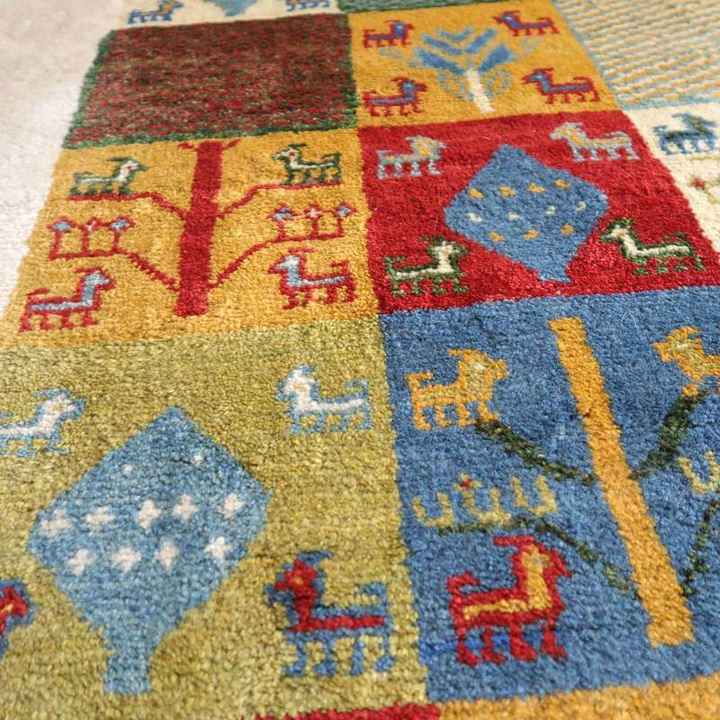 【セミオーダー受付中】  サイズ変更OK　カラー変更OK イラン　シラーズ産　ギャッベ 　（bl-10443）