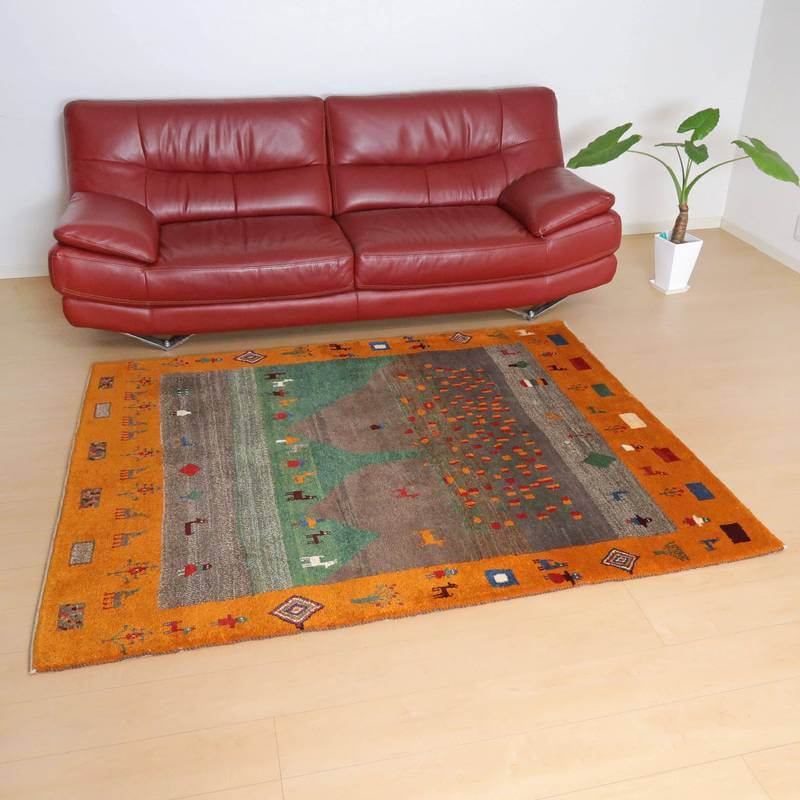 【セミオーダー受付中】  サイズ変更OK　カラー変更OK イラン　シラーズ産　ギャッベ 　（bl-10444）