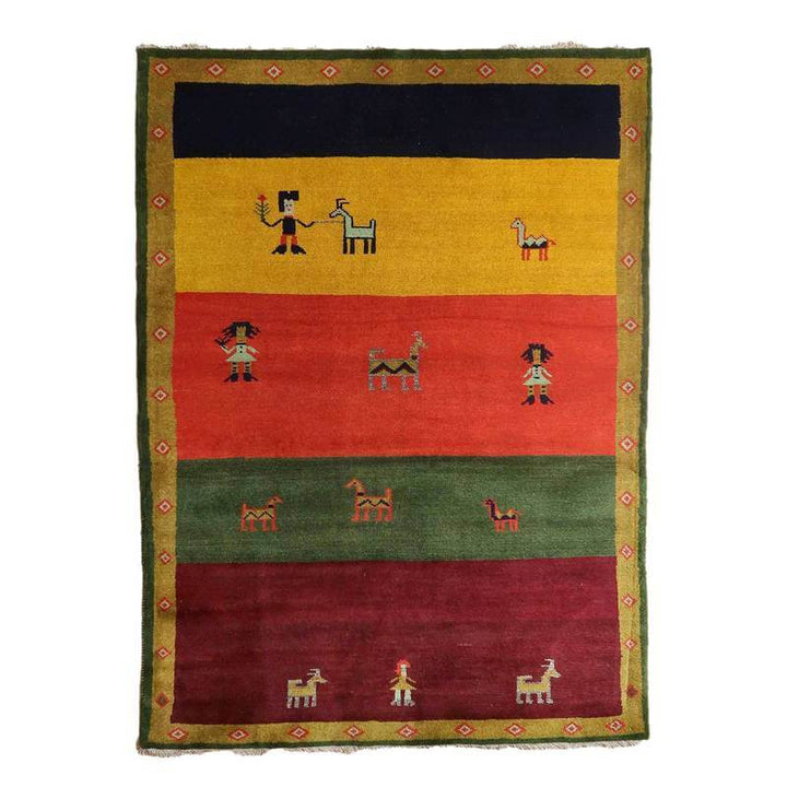 【セミオーダー受付中】  サイズ変更OK　カラー変更OK イラン　シラーズ産　ギャッベ 　（bl-10445）