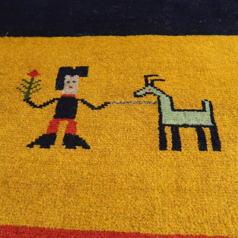 【セミオーダー受付中】  サイズ変更OK　カラー変更OK イラン　シラーズ産　ギャッベ 　（bl-10445）