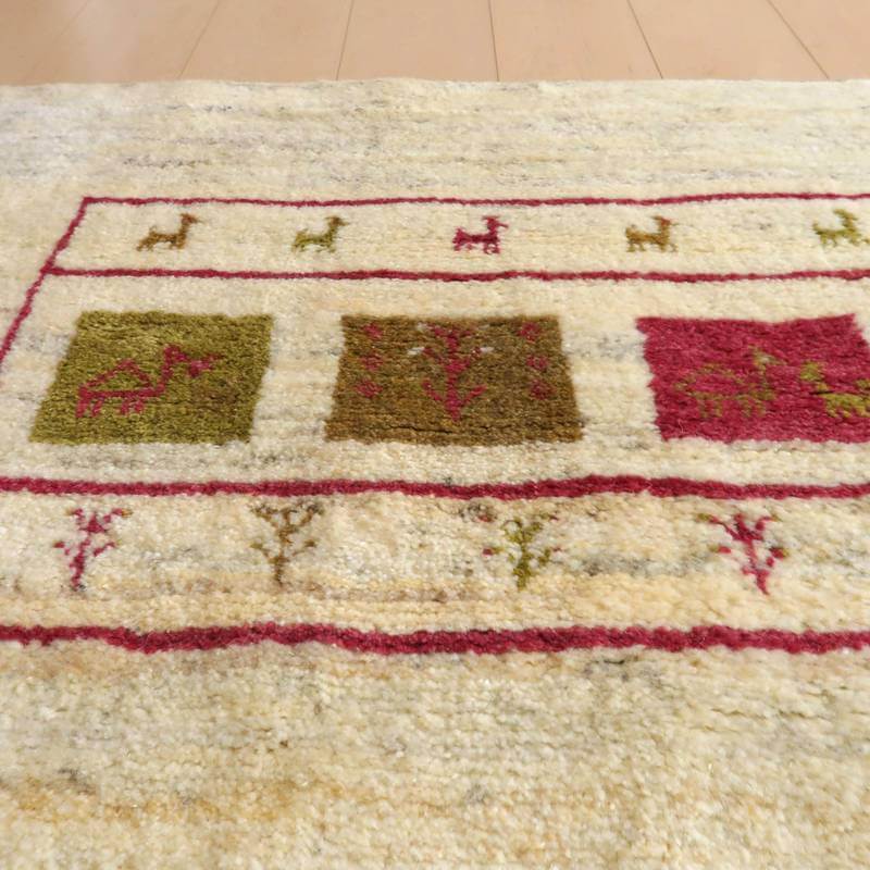 【セミオーダー受付中】  サイズ変更OK　カラー変更OK イラン　シラーズ産　ギャッベ 　（bl-10481）