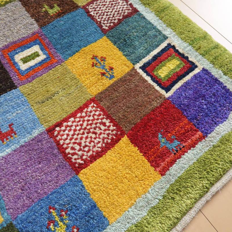 【セミオーダー受付中】  サイズ変更OK　カラー変更OK イラン　シラーズ産　ギャッベ 　（bl-10500）