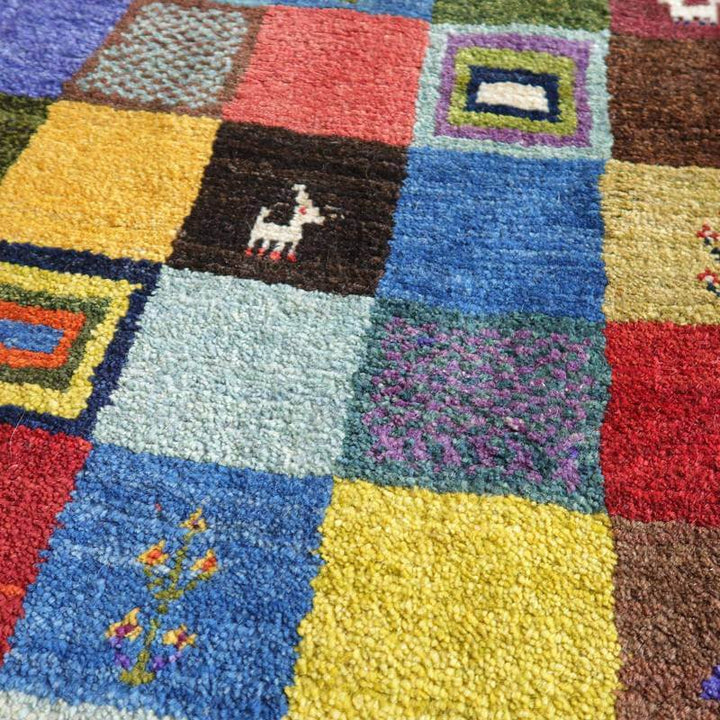 【セミオーダー受付中】  サイズ変更OK　カラー変更OK イラン　シラーズ産　ギャッベ 　（bl-10500）