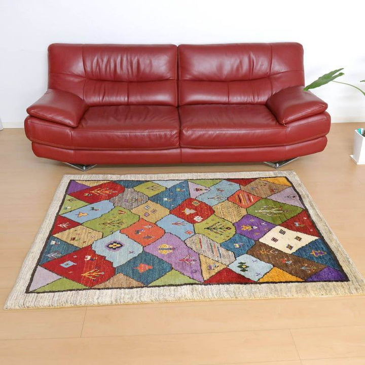 【セミオーダー受付中】  サイズ変更OK　カラー変更OK イラン　シラーズ産　ギャッベ 　（bl-10503）