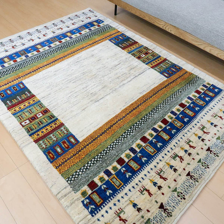 【セミオーダー受付中】  サイズ変更OK　カラー変更OK イラン　シラーズ産　ギャッベ 　（bl-11323）