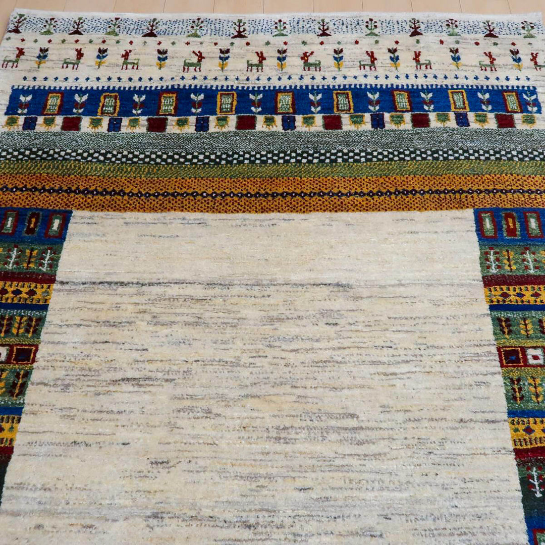 【セミオーダー受付中】  サイズ変更OK　カラー変更OK イラン　シラーズ産　ギャッベ 　（bl-11323）