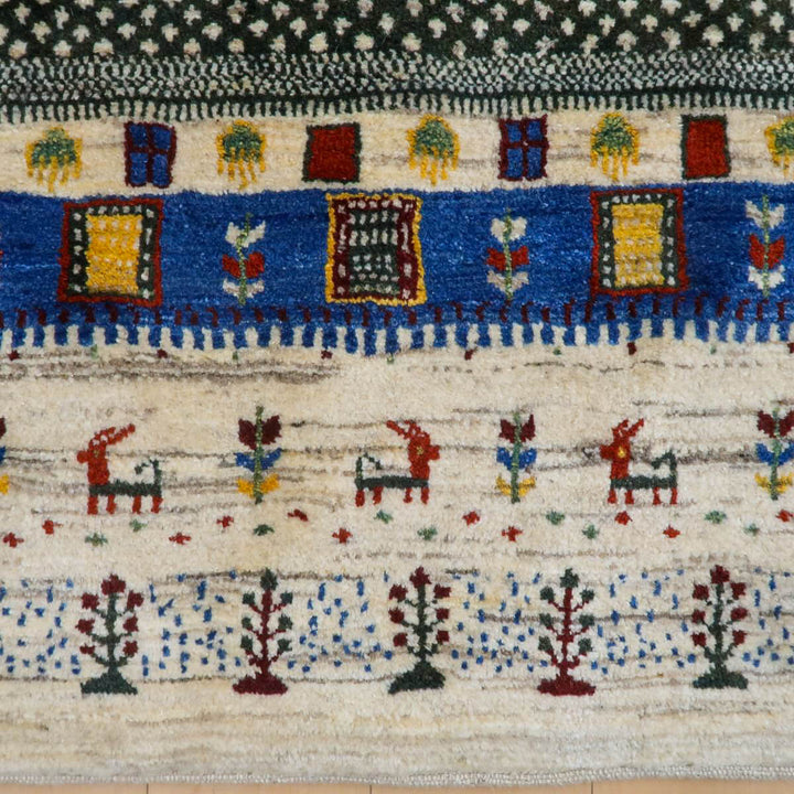 【セミオーダー受付中】  サイズ変更OK　カラー変更OK イラン　シラーズ産　ギャッベ 　（bl-11323）