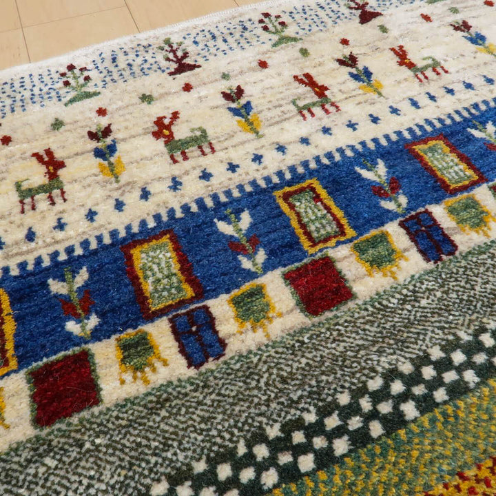 【セミオーダー受付中】  サイズ変更OK　カラー変更OK イラン　シラーズ産　ギャッベ 　（bl-11323）