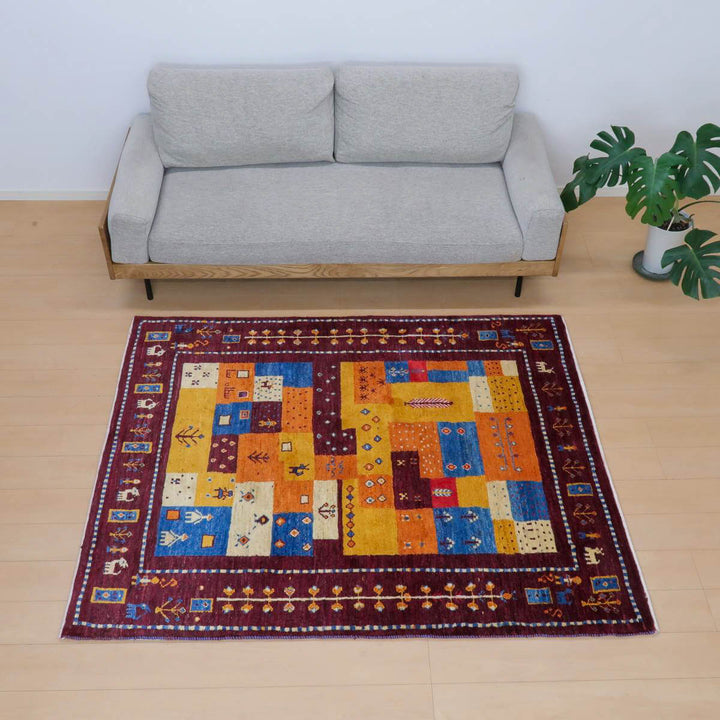 【セミオーダー受付中】  サイズ変更OK　カラー変更OK イラン　シラーズ産　ギャッベ 　（bl-11326）