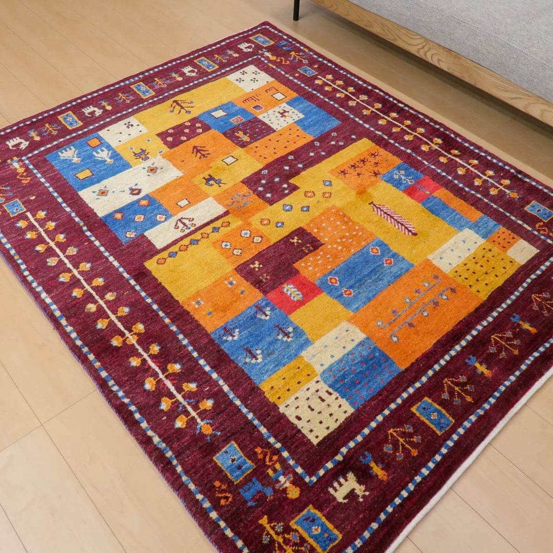 【セミオーダー受付中】  サイズ変更OK　カラー変更OK イラン　シラーズ産　ギャッベ 　（bl-11326）