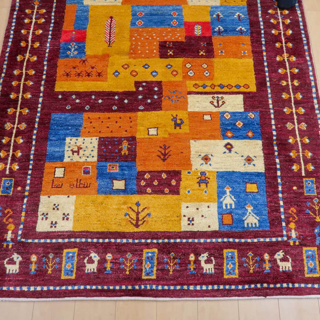 【セミオーダー受付中】  サイズ変更OK　カラー変更OK イラン　シラーズ産　ギャッベ 　（bl-11326）