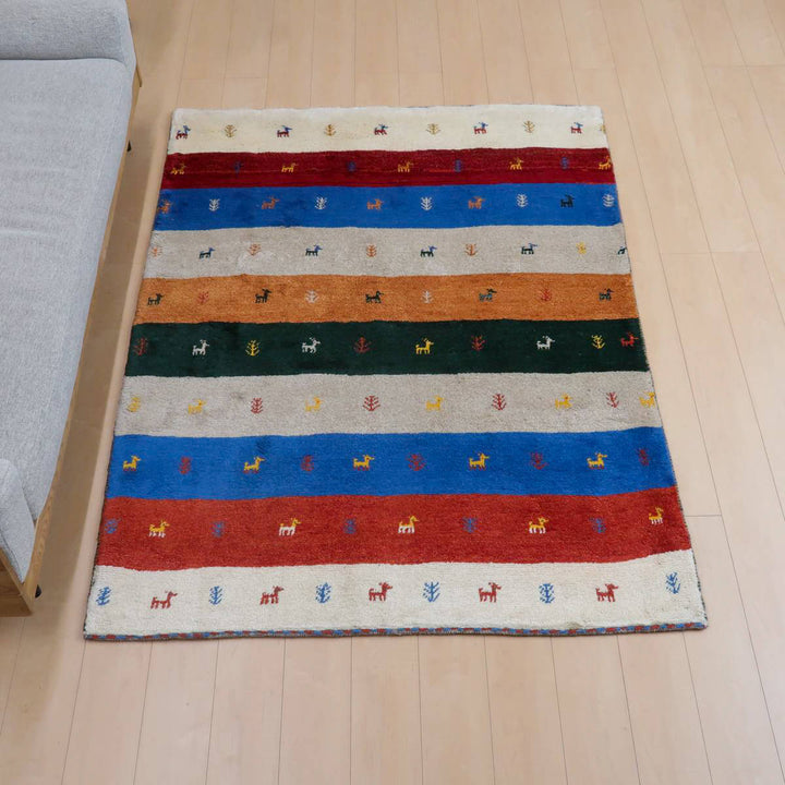 【セミオーダー受付中】  サイズ変更OK　カラー変更OK イラン　シラーズ産　ギャッベ 　（bl-11327）