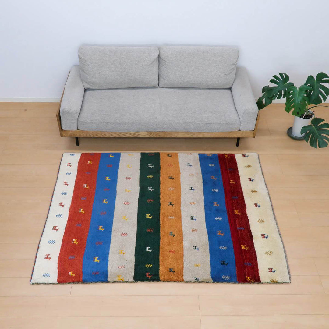 【セミオーダー受付中】  サイズ変更OK　カラー変更OK イラン　シラーズ産　ギャッベ 　（bl-11327）