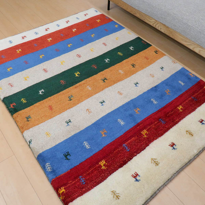 【セミオーダー受付中】  サイズ変更OK　カラー変更OK イラン　シラーズ産　ギャッベ 　（bl-11327）