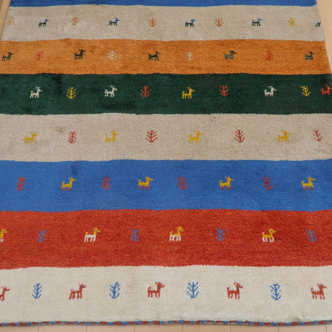 【セミオーダー受付中】  サイズ変更OK　カラー変更OK イラン　シラーズ産　ギャッベ 　（bl-11327）