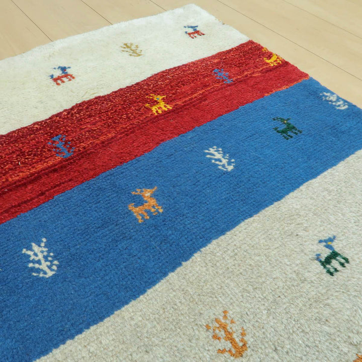 【セミオーダー受付中】  サイズ変更OK　カラー変更OK イラン　シラーズ産　ギャッベ 　（bl-11327）