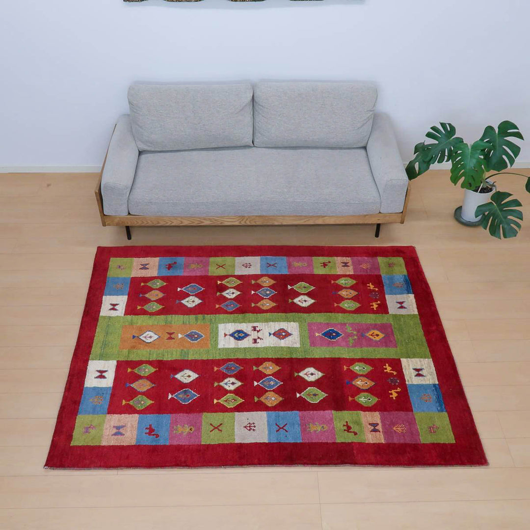 【セミオーダー受付中】  サイズ変更OK　カラー変更OK イラン　シラーズ産　ギャッベ 　（bl-11328）