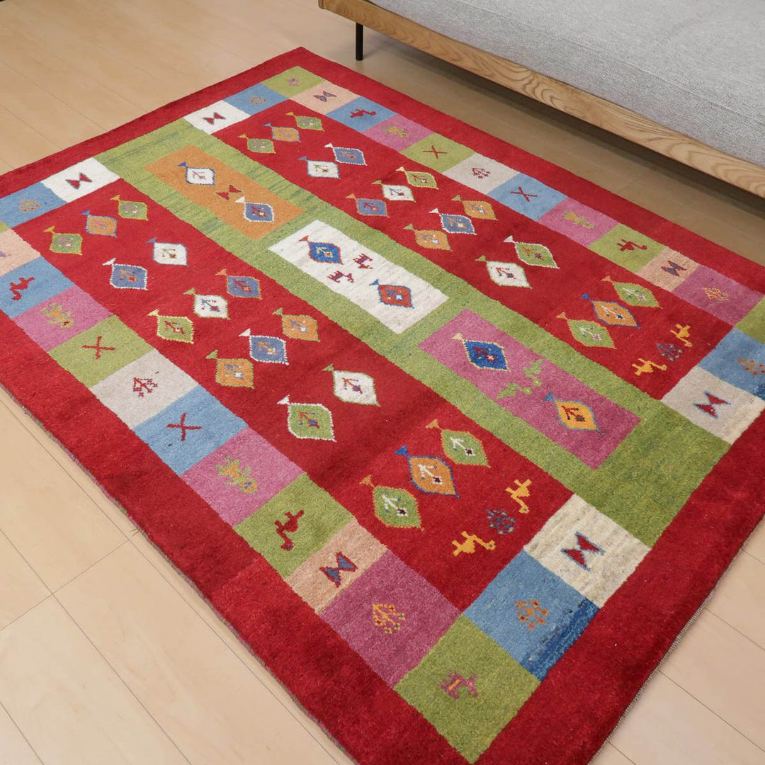 【セミオーダー受付中】  サイズ変更OK　カラー変更OK イラン　シラーズ産　ギャッベ 　（bl-11328）