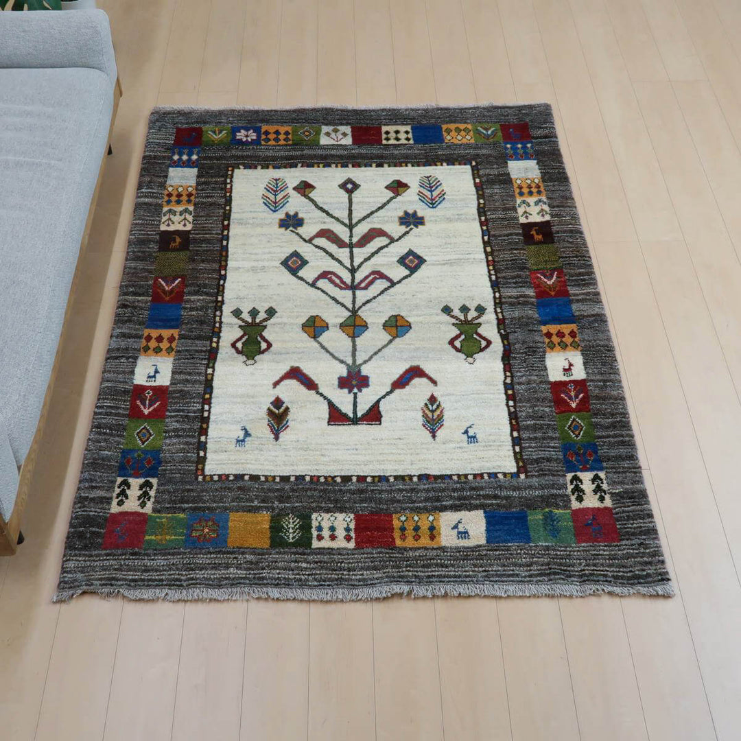 【セミオーダー受付中】  サイズ変更OK　カラー変更OK イラン　シラーズ産　ギャッベ 　（bl-11329）